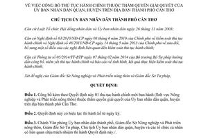 Quyết định 1079/QĐ-UBND 2015 công bố thủ tục hành chính Ủy ban nhân dân quận huyện Thành phố Cần Thơ