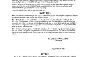 Quyết định 05/2015/QĐ-UBND sử dụng tạm thời một phần lòng đường hè phố Hải Dương