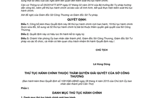Quyết định 1081/QĐ-UBND 2015 công bố thủ tục hành chính thẩm quyền Sở Công thương Cần Thơ