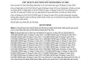 Quyết định 1078/QĐ-UBND 2015 công bố thủ tục hành chính thuộc Ủy ban cấp xã Cần Thơ