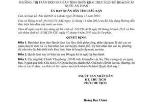 Quyết định 05/2015/QĐ-UBND phân công quản lý chuyên môn Ủy ban về cấp nước an toàn Bắc Kạn