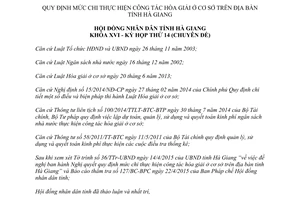 Nghị quyết 177/2015/NQ-HĐND mức chi thực hiện công tác hòa giải ở cơ sở Hà Giang