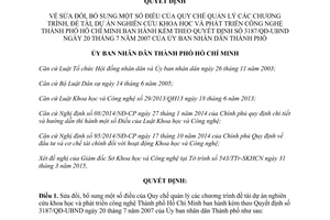 Quyết định 1962/QĐ-UBND 2015 sửa đổi 3187/QĐ-UBND Quy chế phát triển công nghệ Hồ Chí Minh