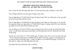 Nghị quyết 171/2015/NQ-HĐND Phí vệ sinh Hà Giang