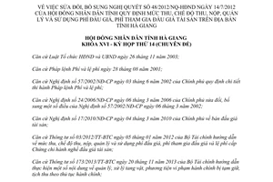 Nghị quyết 180/2015/NQ-HĐND sửa đổi thu nộp sử dụng phí đấu giá Hà Giang