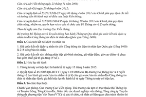 Thông tư 10/2015/TT-BTTTTgiá cước kết nối dịch vụ nhắn tin đến Cổng thông tin điện tử nhân đạo Quốc gia