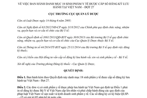 Quyết định 217/QĐ-QLD 2015 Danh mục 18 sinh phẩm y tế cấp số đăng ký lưu hành Việt Nam Đợt 27 Cục Quản lý dược