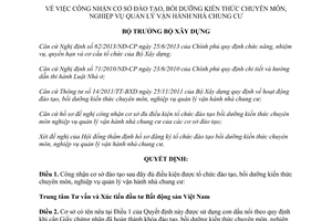 Quyết định 470/QĐ-BXD 2015 cơ sở đào tạo kiến thức chuyên môn quản lý vận hành nhà chung cư