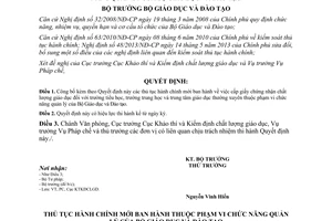 Quyết định 1378/QĐ-BGDĐT 2015 công bố thủ tục hành chính mới của Bộ Giáo dục và Đào tạo