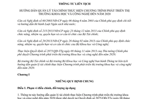 Thông tư liên tịch 59/2015/TTLT-BTC-BKHCN quản lý tài chính phát triển khoa học công nghệ 2020