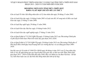 Nghị quyết 03/2015/NQ-HĐND phát triển giáo dục đào tạo 2015 2020 tầm nhìn 2030 Thừa Thiên Huế