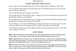 Quyết định 19/2015/QĐ-UBND bồi thường thiệt hại cây trồng thủy sản khi Nhà nước thu hồi đất Lào Cai
