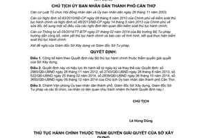 Quyết định 1271/QĐ-UBND 2015 công bố thủ tục hành chính thẩm quyền Sở Xây dựng Cần Thơ