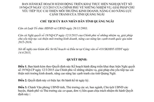 Quyết định 604/QĐ-UBND 2015 thực hiện Nghị quyết 19/NQ-CP Quảng Ngãi