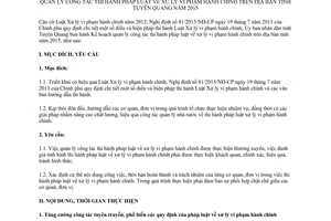 Kế hoạch 37/KH-UBND năm 2015 Quản lý thi hành pháp luật xử lý vi phạm hành chính Tuyên Quang