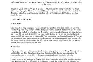 Kế hoạch 171/KH-UBND 2015 thực hiện chiến lược Ngoại giao Văn hóa tỉnh Hà Tĩnh đến 2020