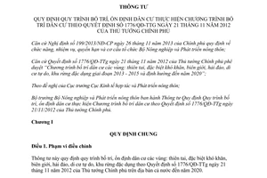 Thông tư 19/2015/TT-BNNPTNT Quy trình bố trí ổn định dân cư Quyết định 1776/QĐ-TTg