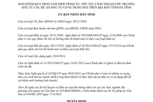 Quyết định 17/2015/QĐ-UBND trình tự thủ tục chấp thuận chủ trương đầu tư có sử dụng đất Hà Tĩnh