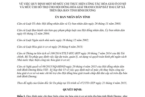 Quyết định 14/2015/QĐ-UBND Quy định mức chi thực hiện công tác hòa giải ở cơ sở Bình Dương