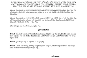 Quyết định 197/QĐ.SYT phối hợp kiểm tra thực hiện văn bản chỉ đạo điều hành Bà Rịa Vũng Tàu 2015