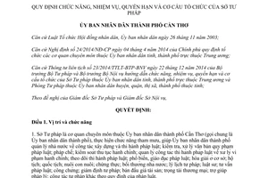 Quyết định 16/2015/QĐ-UBND chức năng nhiệm vụ quyền hạn cơ cấu tổ chức Sở Tư pháp Cần Thơ