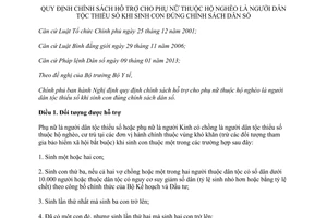 Nghị định 39/2015/NĐ-CP hỗ trợ phụ nữ hộ nghèo là người dân tộc khi sinh con đúng chính sách dân số