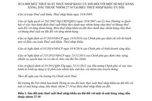 Thông tư 61/2015/TT-BTC sửa đổi mức thuế suất thuế nhập khẩu ưu đãi mặt hàng xăng dầu