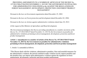 Decree No. 40/2015/ND-CP amendments Decree No. 157/2013/ND-CP