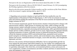 Resolution No. 33/NQ-CP The Government’s regular meeting April 2015