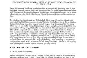 Chỉ thị 07/CT-TTg 2015 xử lý nợ đọng xây dựng cơ bản nguồn vốn đầu tư công