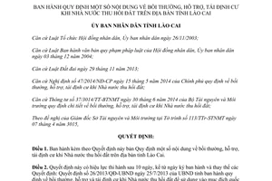 Quyết định 13/2015/QĐ-UBND bồi thường hỗ trợ tái định cư khi Nhà nước thu hồi đất Lào Cai