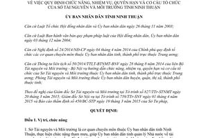 Quyết định 21/2015/QĐ-UBND cơ cấu tổ chức của Sở Tài nguyên và Môi trường Ninh Thuận