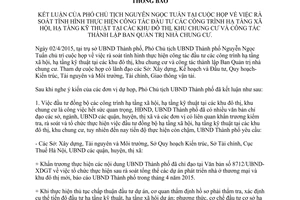 Thông báo 109/TB-VP 2015 rà soát công tác đầu tư công trình hạ tầng xã hội kỹ thuật đô thị chung cư