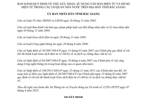 Quyết định 133/2015/QĐ-UBND Quy định gửi nhận sử dụng văn bản hồ sơ điện tử Bắc Giang