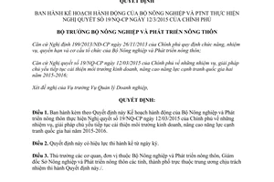 Quyết định 1177/QĐ-BNN-QLDN 2015 thực hiện 19/NQ-CP cải thiện môi trường kinh doanh