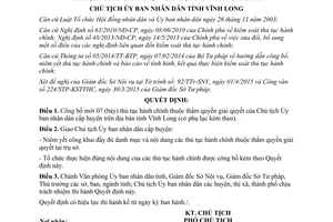 Quyết định 556/QĐ-UBND công bố thủ tục hành chính thuộc Ủy ban nhân dân Vĩnh Long 2015