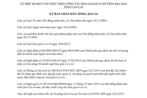 Quyết định 14/2015/QĐ-UBND một số mức chi thực hiện công tác hòa giải ở cơ sở trên địa bàn Lào Cai