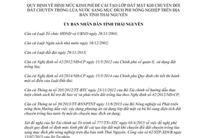 Quyết định 07/2015/QĐ-UBND kinh phí chuyển đổi đất chuyên trồng lúa nước Thái Nguyên