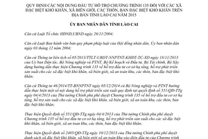 Quyết định 15/2015/QĐ-UBND hỗ trợ chương trình 135 cho xã thôn bản đặc biệt khó khăn Lào Cai