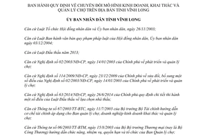 Quyết định 10/2015/QĐ-UBND chuyển đổi mô hình kinh doanh khai thác quản lý chợ Vĩnh Long