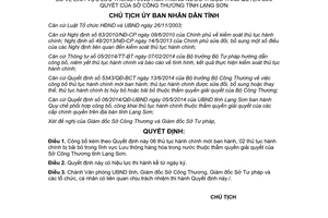 Quyết định 558/QĐ-UBND 2015 công bố thủ tục hành chính lĩnh vực lưu thông hàng hóa Lạng Sơn