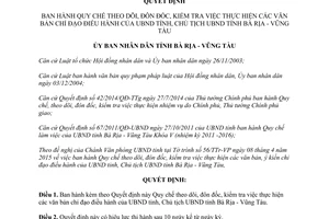 Quyết định 19/2015/QĐ-UBND thực hiện văn bản chỉ đạo điều hành Bà Rịa Vũng Tàu