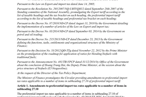 Circular No. 48/2015/TT-BTC amending import tax rates applicable to a number of items in 27.10