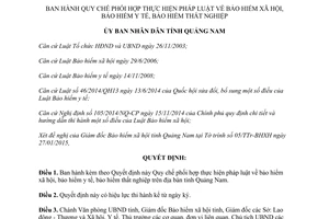 Quyết định 1301/QĐ-UBND 2015 phối hợp thực hiện pháp luật bảo hiểm xã hội y tế thất nghiệp Quảng Nam