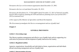 Decree No. 35/2015/ND-CP management and use of paddy land