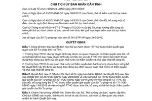 Quyết định 1246/QĐ-UBND 2015 công bố thủ tục hành chính Sở Tư pháp Hà Tĩnh