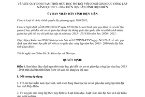 Quyết định 525/QĐ-UBND quy định tạm thời mức học phí cơ sở giáo dục công lập Điện Biên 2015 2016