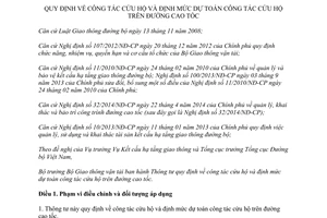 Thông tư 08/2015/TT-BGTVT công tác cứu hộ định mức dự toán công tác cứu hộ trên đường cao tốc