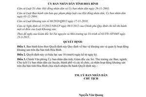 Quyết định 09/2015/QĐ-UBND Bảo vệ khoáng sản và quản lý hoạt động khoáng sản Hòa Bình