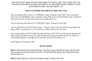 Quyết định 528/QĐ-BHXH 2015 giao dịch điện tử thủ tục tham gia bảo hiểm xã hội y tế thất nghiệp